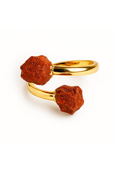 craftmystic Energie și echilibru zilnic - Inel dublu cu jaspis roșu brut