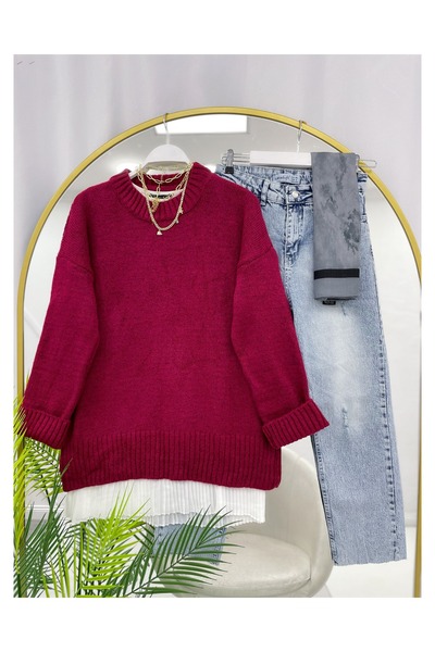 YEDİLALE Basic Zero-Collar Solid Color Knitwear Sweater [Only the Sweater Is Included in the Price, 75 cm Medium]