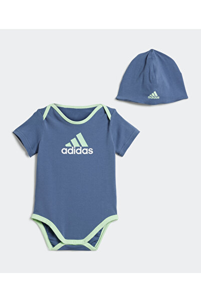 adidas Infants Essentials Big Logo Gift Set Body and Beanie-Blue