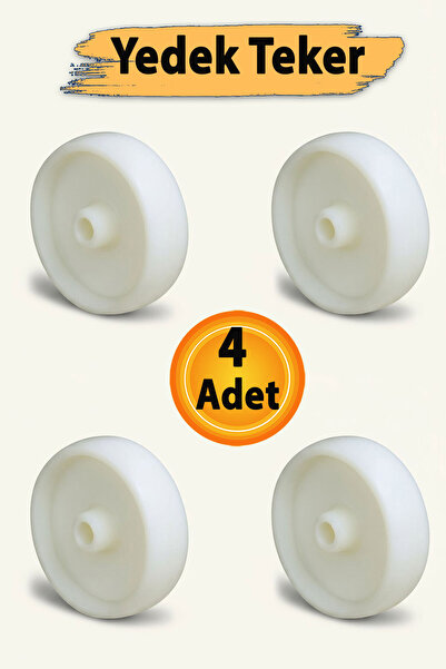 Badem10 Beyaz Poliamid Yedek Teker 4’lü Set 100x35 mm Dayanıklı Endüstriyel S...