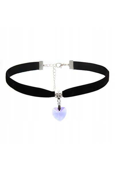 Other COLIER CHOKER CLASIC cu PANDANT CU INIMĂ DE CRISTAL, GOTIC ROZ