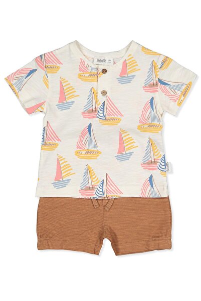 Bebetto طقم شورت سيلانيك مكون من قطعتين (بحر وشمس) بني اللون