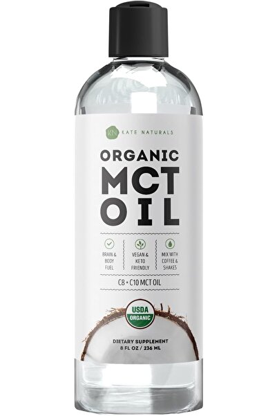 Kate Naturals MCT Oil for Coffee & Keto (8 fl oz) - USDA Certified Organic MCT Oil Liquid with only