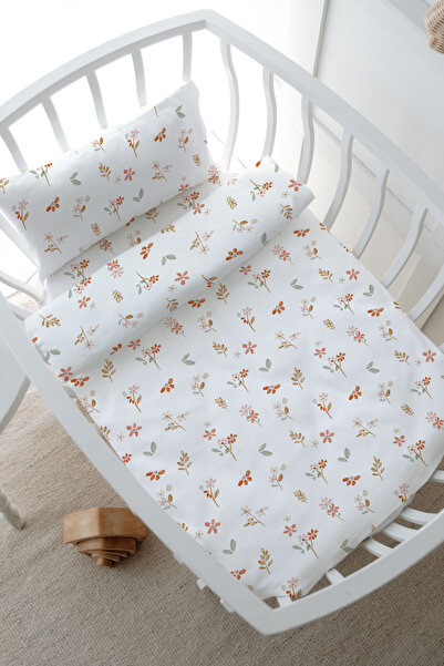 Tuğba Kuğu Park Crib Bedding Set (80X120) - Pureline Series - Soft Bloom