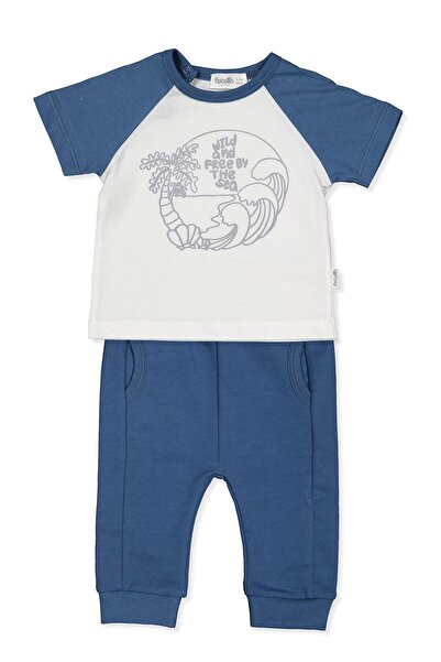 Bebetto طقم بنطلون برباطين (فري سبيريت) أزرق داكن - قطعتان