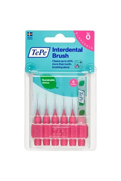 TePe فرشاة واجهة نفطة وردية 0.4 ملم، 6 قطع T180