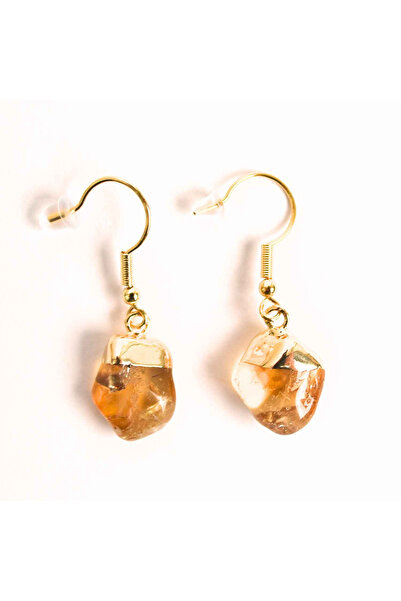 craftmystic Golden Earrings with Citrine, Elegance and Positive Energy