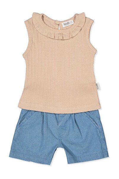 Bebetto Tencl Shorts 2-Piece Set (Tiny Flowers) Beige