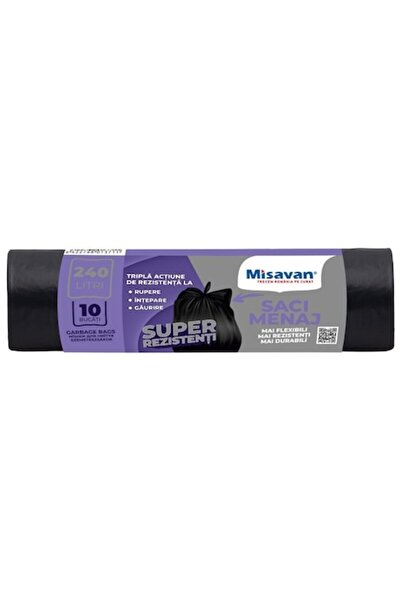 Misavan Saci menajeri / gunoi, super rezistenti, negru, 240L, 10 buc
