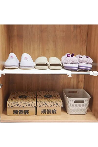 Quasar & Co. Telescopic wardrobe shelf, 2-tier, extendable, 60-100 x 45 cm, ABS/stainless steel, white