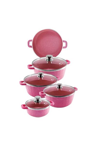DSP Profesional Pot and pan set, Pink, 2.26L, 4.18L, 6.08L, 9.27L, 3.53L