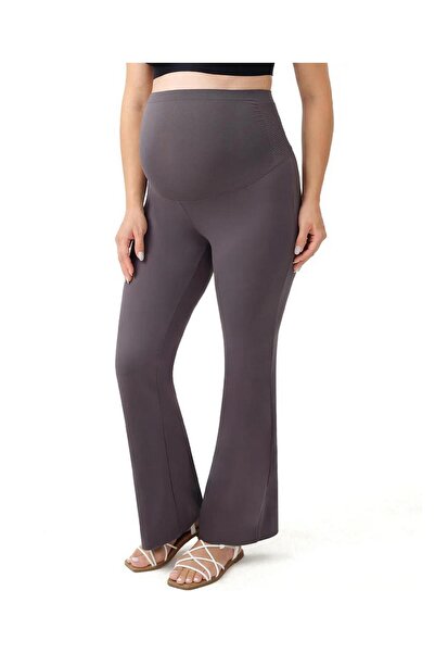 Momcozy بنطال رياضي واسع من الأسفل للأمومة (كبير) - رمادي كربوني