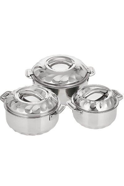 Lotus 3-Piece Stainless Steel Food Storage Container Set Size 1000-1500-2500ml