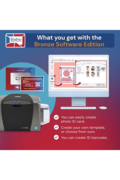 Fargo Bodno DTC1250e ID Card Printer & Complete Supplies Package