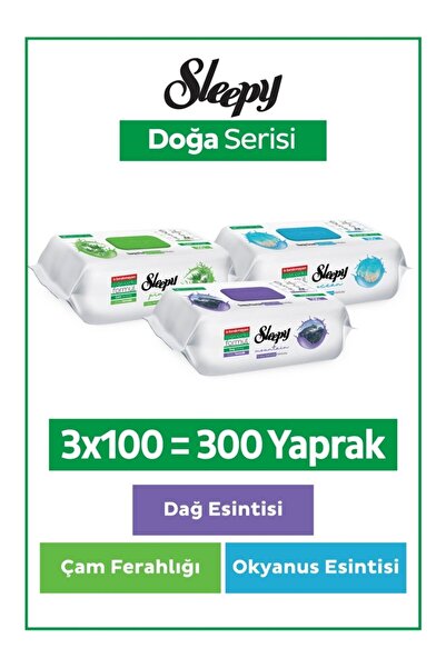 Sleepy منشفة ومناديل تنظيف الأسطح بعطر الصنوبر والمحيط ونسيم الجبال 3×100