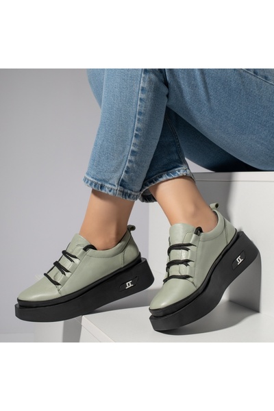 Modlet.ro Women's light green genuine leather casual shoes MOD11125