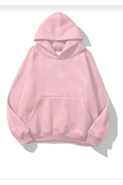 blackbonds Unisex Renkli Kapüşonlu Sweatshirt küçük pusula baskılı