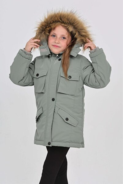 ESKİŞEHİR YUMURCAK Girl's Hooded Fur-Lined Coat