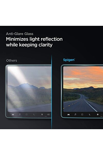 Spigen واقي شاشة من الزجاج المقوى لسيارات Tesla Model 3 (2023-2017)، Tesla Model Y (2025-2020)