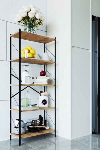 WOODENSA Metal Mutfak Rafı Malzeme Dolabı 5 Raflı Mikrodalga Fırın Rafı Çok A...