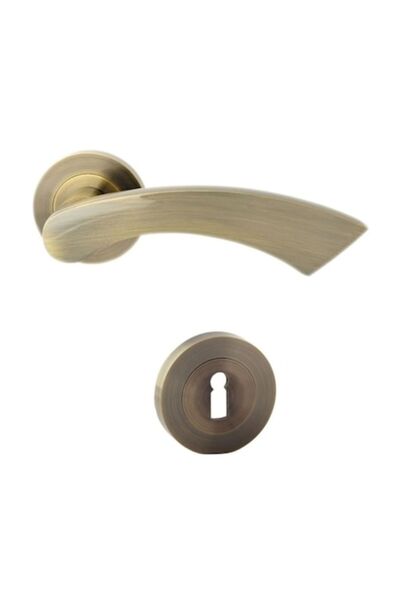 OEM Maner cu rozeta rotunda pentru usa lemn, Antalya Gato BB(K) RR55AB, zamac, antic bronz, 140 x 55 mm