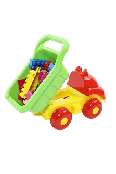 OEM Pull-along toy for children – Dump truck with building blocks, durable plastic, 28.5 x 15 x