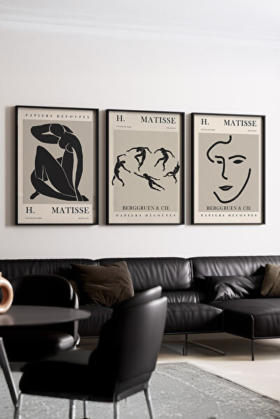 huhuli Tablou modern din 3 piese cu ramă neagră din lemn huhu255