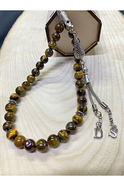 Lio20 Kişiye Özel Tasarım Püskül Ucu Harfli Doğal Taşlı Kaplangözü Tesbih - H...