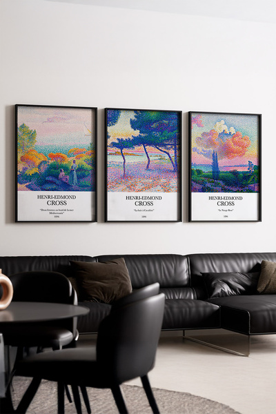 huhuli Ahşap Siyah Çerçeveli 3’lü Modern Tablo huhu265