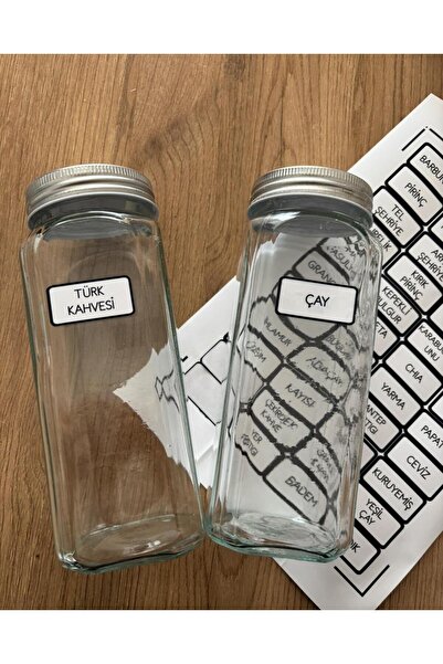 Leila Su Geçirmez Kavanoz Etiketleri Seti – 88 Adet (Baharat, Çay, Kuruyemiş,...