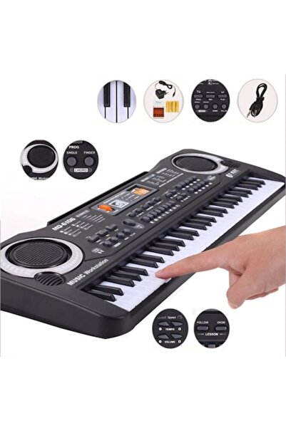 dalimag Fokelyi electronic piano for children, 61 keys, with microphone, black, 53.5x17x5cm, set