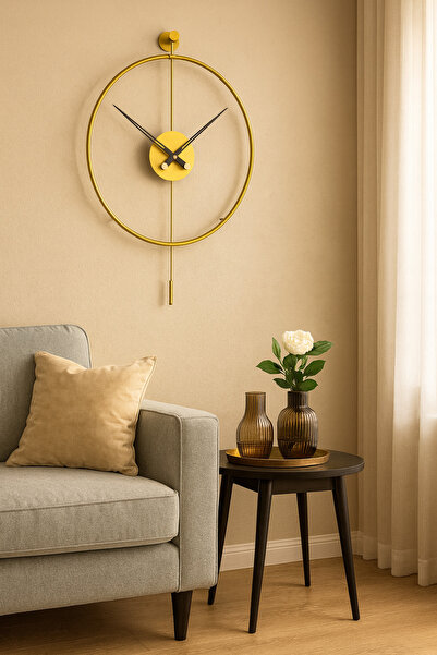 Wallover Design Tiktok Premium – Geniş Göbek Gold/Siyah Akrep Yelkovan Detayl...