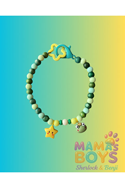 Mamasboys Yeşil Kurbağalı ve Yıldızlı Sevimli Köpek Kolyesi/Tasması