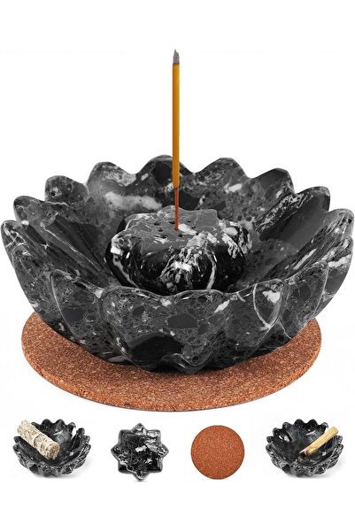Radicaln حامل بخور رخامي أسود، مقاس ٥.٥ بوصة، مصنوع يدويًا | حامل أعواد البخو...