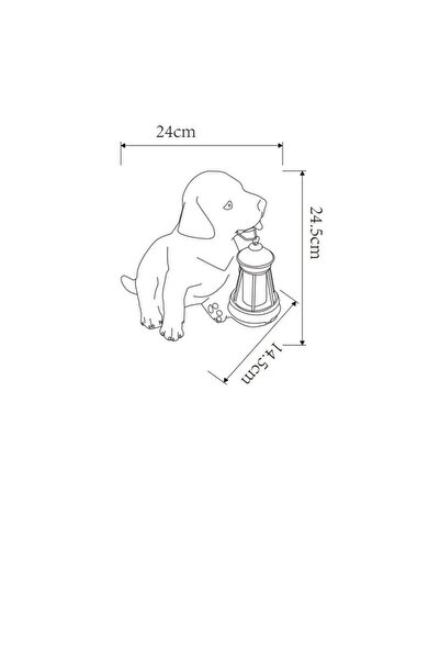 HOFF Solar LED Lamp, dog with lantern, resin, plastic, H 24.5 cm, cream + black, outdoor