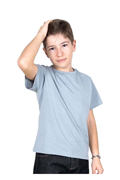 Ozmoz By Mukadder Özden Organic Gray Basic Summer Unisex Children's T-Shirt