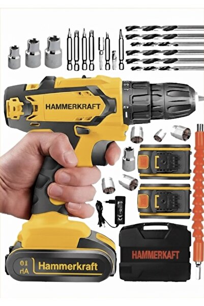HAMMERKRAFT alman 21V METAL DİŞLİ ÇİFT ŞANZUMAN ÇİFT AKÜLÜ ŞARJLI VİDALAMA MA...
