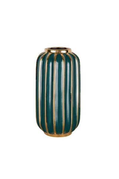 OEM Decorative vase A22G-L, ceramic, green/gold, 29 cm