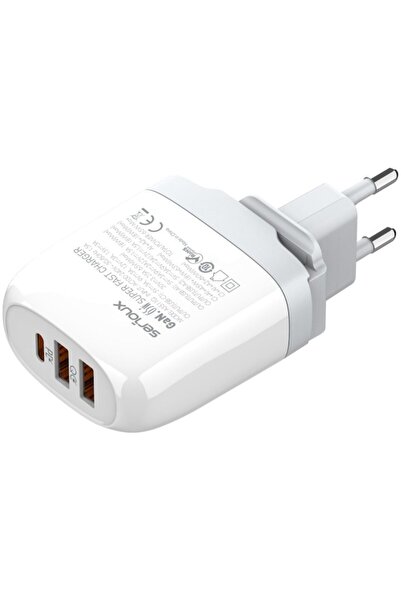 SERIOUX Incarcator retea QC65WGAN, 65W, tehnologie GaN, 1x USB-C, 2x USB-A, cablu Type-C inclus, Alb