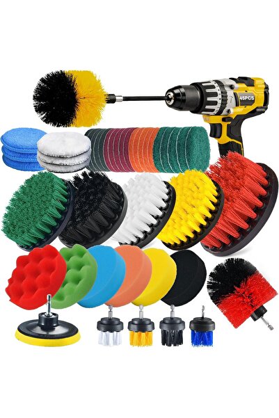 fulina 45 Pcs Drill Brush Attachment Set,with Brush,Scouring Pads,Scrub Sponge,Extend Long Attachment