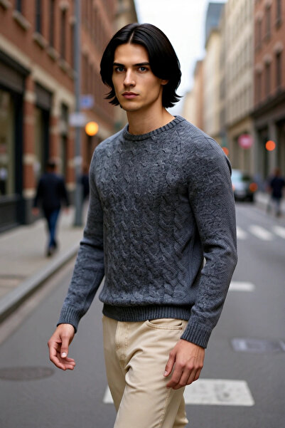 PayBuy Ανδρικό πλεκτό πουλόβερ με λεπτή εφαρμογή και λαιμόκοψη, ιδανικό για τ...