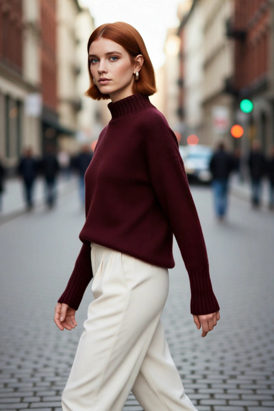 PayBuy Pulover de tricotat gri uni pentru femei, cu decolteu înalt, cu mâneci raglan, cu croială oversize, alegere ideală pentru purtarea zilnică de iarnă