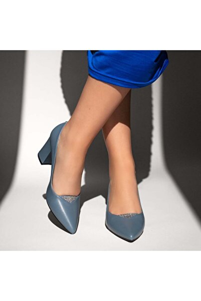 Modlet.ro Women's blue block heel shoes MOD13361