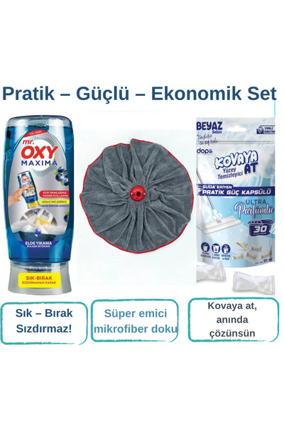 MR.OXY Mr. Oxy Maxima 500 Ml Bulaşık Deterjanı + Kovaya At 15 Adet Yüzey Temi...