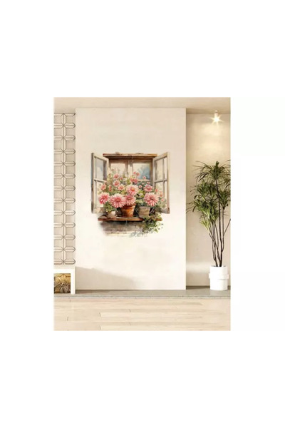 Inovius Sticker Perete Autocolant Flori in Ghiveci la Fereastra - 066654