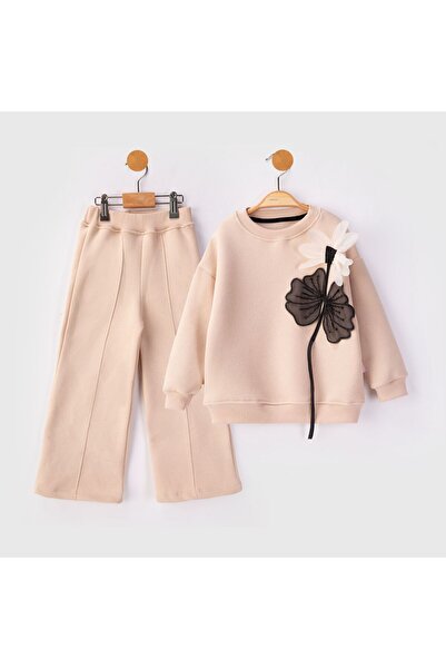 Lmn ÇİÇEK AKSESUAR DETAYLI 3İP ŞARDANLU KIZ TAKIM