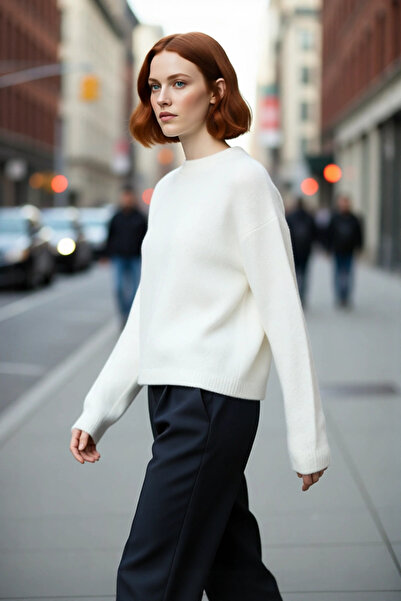 PayBuy Pulover de tricotat pentru femei, oversize, cu dungi, cu decolteu, cu ...