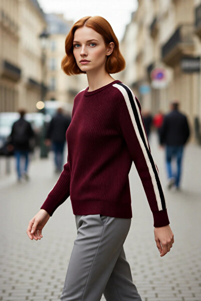 PayBuy سترة نسائية كبيرة الحجم بياقة دائرية وأكمام راجلان سميكة من التريكو للشتاء، أنيقة وعصرية من نسيج سالونيك