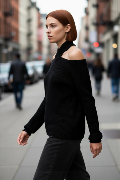 PayBuy Tricotaj acrilic elegant pentru femei, cu croiala normală, cu guler Ca...