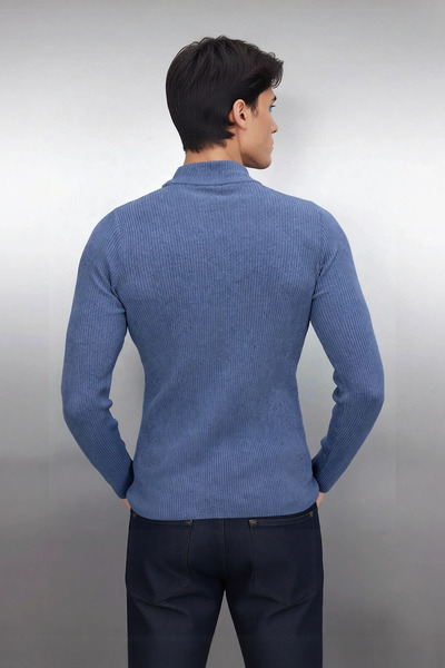 PayBuy Men's Fitted Slim Fit Stand Collar Long Sleeve Ribbed Knit Sweater Stylish and Comfortable Choice for Winter Days